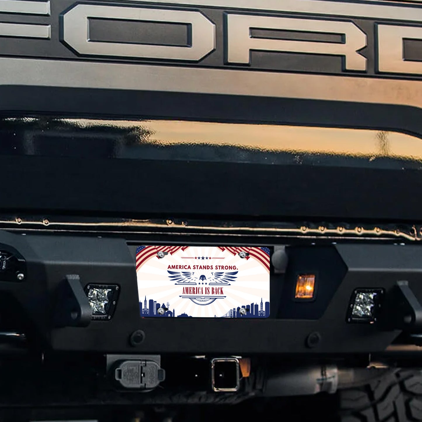 America is Back Vanity Plate White - America Stands Strong